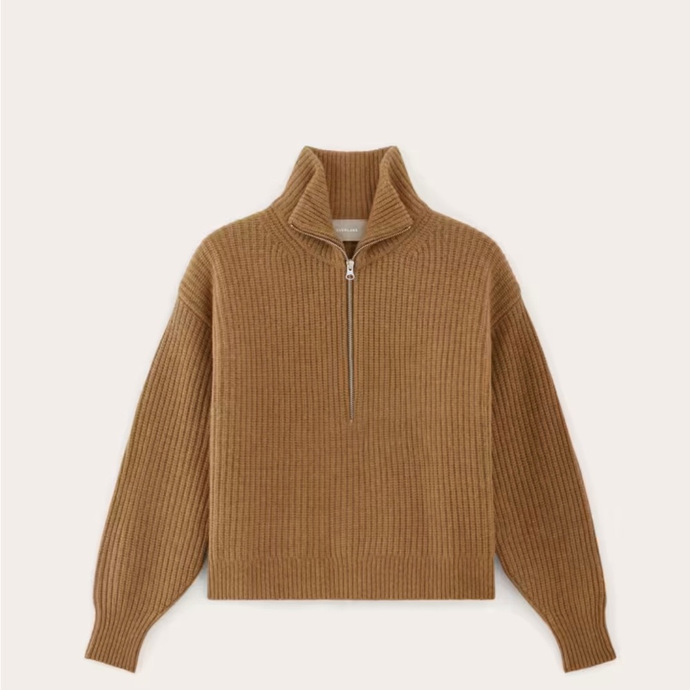 The Half-Zip Sweater in Luxe Merino (Deep Camel)